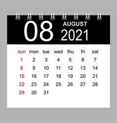 Business Calendar 2021 August Notebook