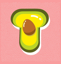 Ripe Avocado With Pit Font Abc Letter T