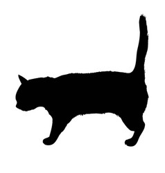 Black Silhouette Of Cat Sitting Sideways Isolated