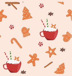 Christmas Seamless Pattern With Cookies And Cocoa