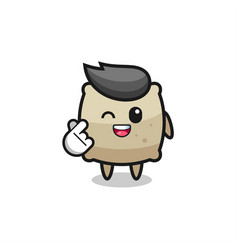 Sack Character Doing Korean Finger Heart