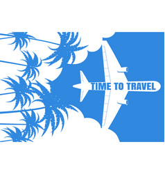 Time To Travel Flight Banner Airplane In The Sky