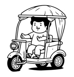 Asian Man Driving A Tuk Tuk Car