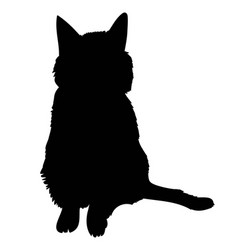 Black Silhouette Of Cat Sitting Sideways Isolated