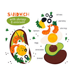 Cartoon Sandwich Recipe Elements Different Tasty