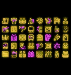 Painting Studio Icons Set Neon