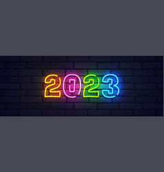 2023 Happy New Year Neon Logo Text Design 2023