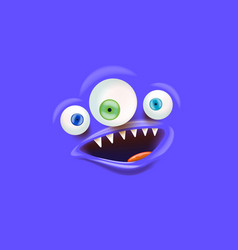 Funny Blue Monster Face With Open Mouth