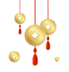 Realistic Detailed 3d Hanging Asian Lucky Coins