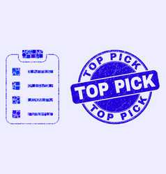 Blue Scratched Top Pick Stamp Seal And Items Pad