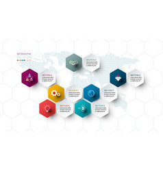 Business Hexagon Net Labels Shape Infographic Bar