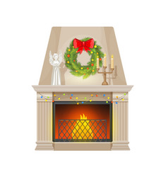 Christmas Fireplace With Pilasters And Mantelpiece