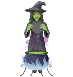 Green Old Witch Character On White Background