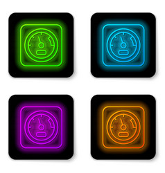 Glowing Neon Line Sauna Thermometer Icon Isolated