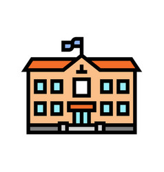 Modern School Building Color Icon