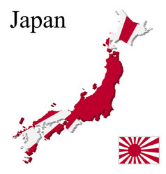 Flag Rising Sun Japan On Map