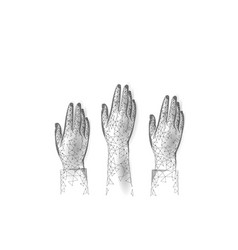 Voting Hands Raising To Sky 3d Polygonal Vote