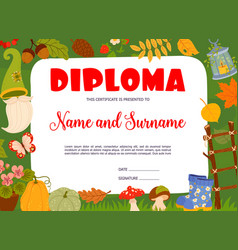 Kids Diploma With Gnome Items Autumn Plants