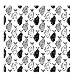 Seamless Pattern Of Black And White Fish Isolated