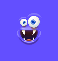 Funny Blue Monster Face With Open Mouth