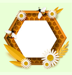 Honey Background With Hexagon Shape Honeycomb