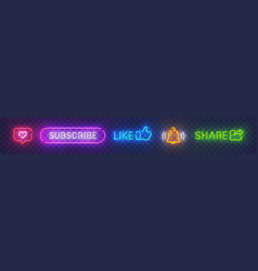 Social Button Neon Buy Icon Colored Neon Buttons