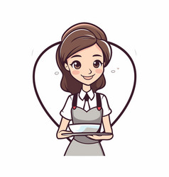 Waitress Holding A Tablet In Heart Shape