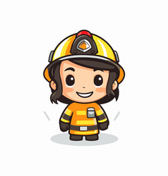 Cute Firefighter Girl Face Cartoon Character