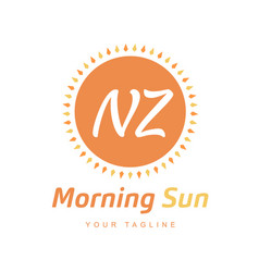 Nz Letter Logo Design With Sun Icon Morning