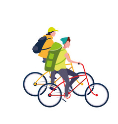 Two Men Riding Bike On White Background