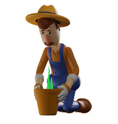 Farmer 3d Cartoon Picture Planting Plans