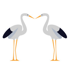 Two Storks Birds Kissing Cartoon