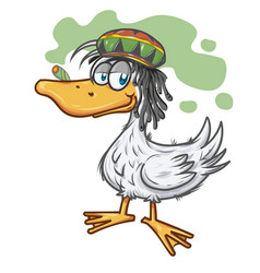 Cartoon Style Duck In The Jamaican Rasta Ha