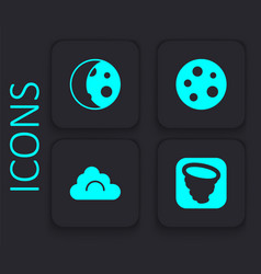 Set Tornado Moon Phases And Cloud Icon Black