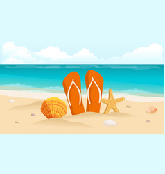 A Travel Postcard Flyer Beach Sea Shells And