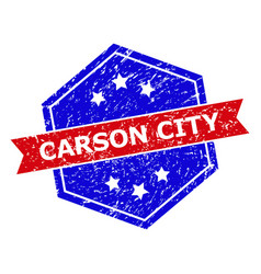 Hexagon Bicolor Carson City Rubber Stamp