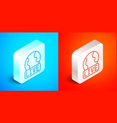 Isometric Line Live Report Icon Isolated On Blue