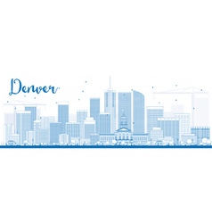 Outline Denver Skyline With Blue Buildings