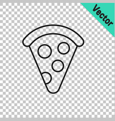 Black Line Slice Of Pizza Icon Isolated