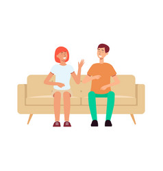 Couple Sitting On Couch And Laughing Cartoon Style