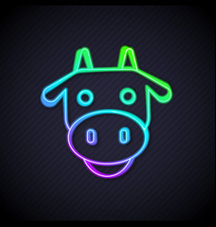 Glowing Neon Line Cow Head Icon Isolated On Black