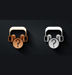 Gold And Silver Headphones With Question Icon