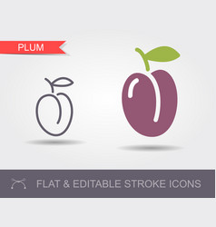 Plum Line Icon With Editable Stroke And Flat