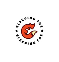 Sleeping Fox Tail Stamp Logo Concept