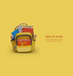 3d Backpack Filled With School Supplies