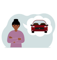 Happy Woman Dreams Of A Car Near