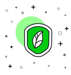 Filled Outline Shield With Leaf Icon Isolated