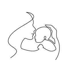 Mom Holding A New Born Baby Line Art Family