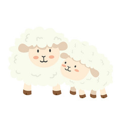 Cute White Sheep And Baby Flat