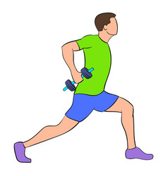 Man Doing Lunges With Dumbbells Icon Cartoon